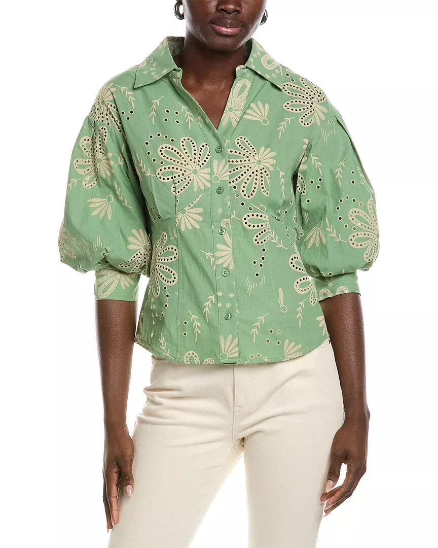 Gracia Embroidered Eyelet Blouse