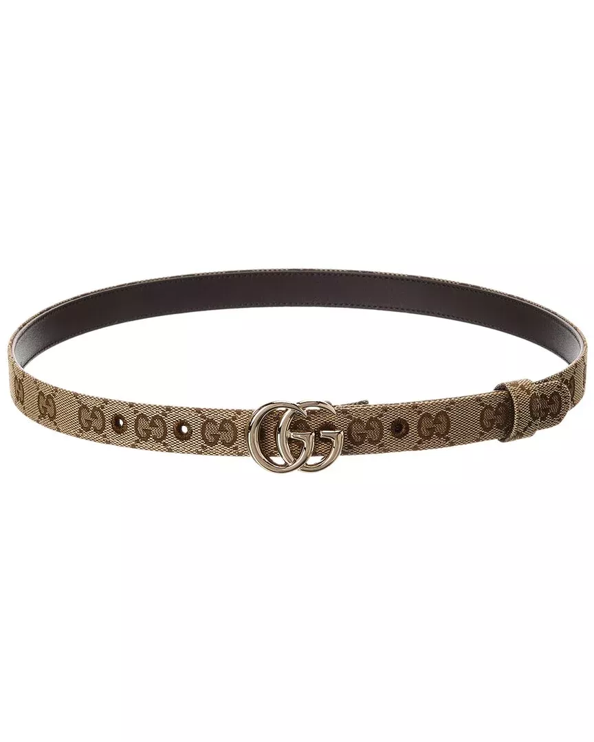 Gucci Gg Marmont Thin Gg Canvas Belt