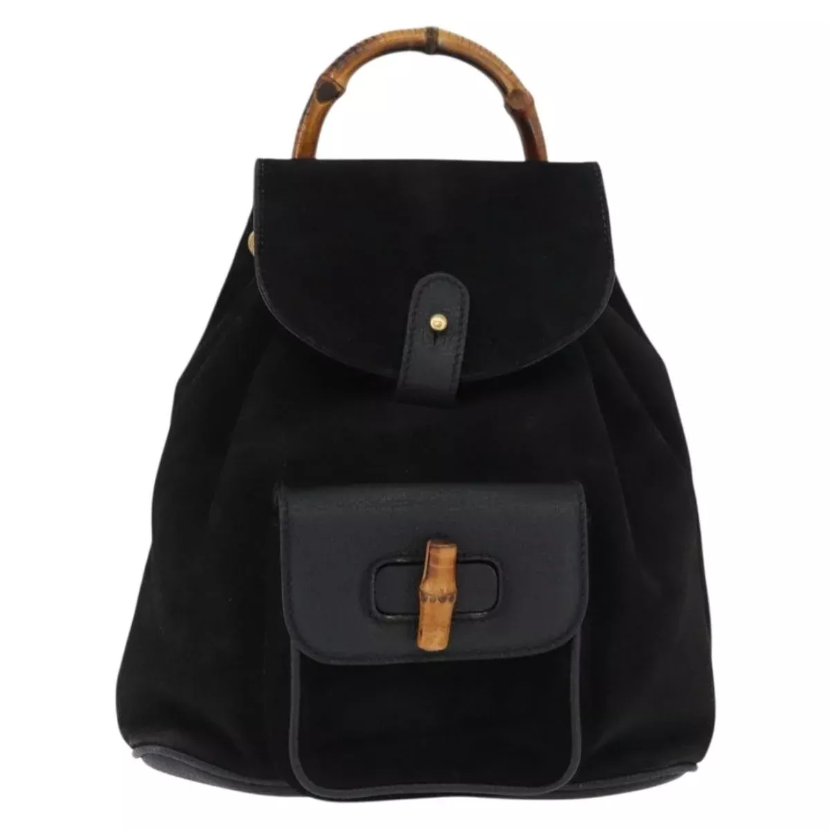 Gucci Gucci Bamboo Backpack Daim Black Suede Backpack Bag (Authentic Pre-Loved)
