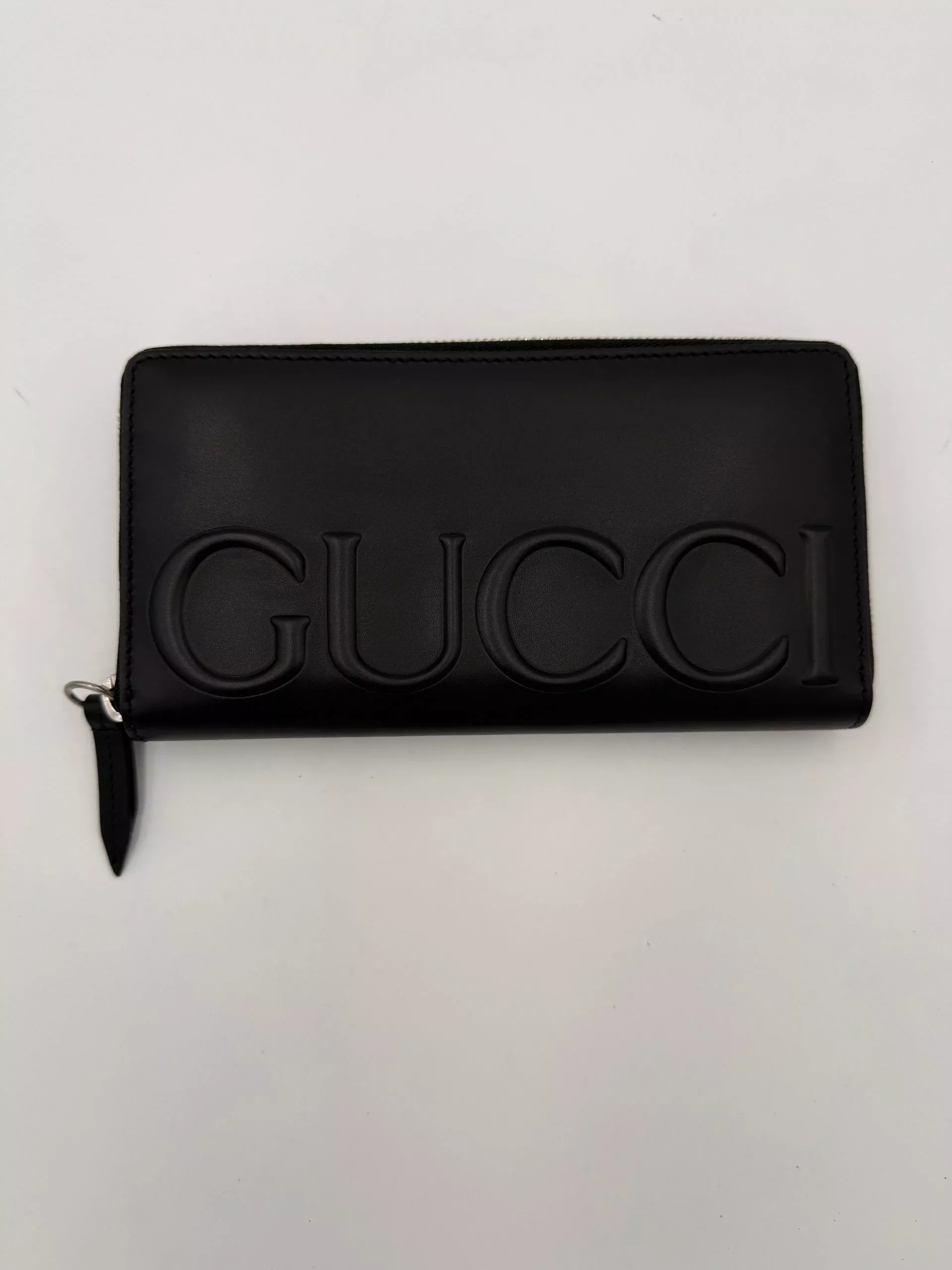 Gucci GUCCI Zip Black Front Logo EmbossedWallet (Authentic Pre-Loved)