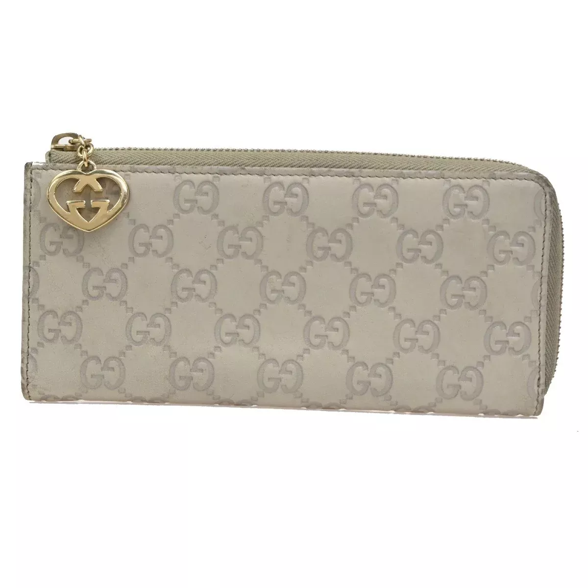 Gucci Interlocking G Zip Around Wallet (Outlet) Leather Beige Leather Wallets Accessory (Authentic Pre-Loved)
