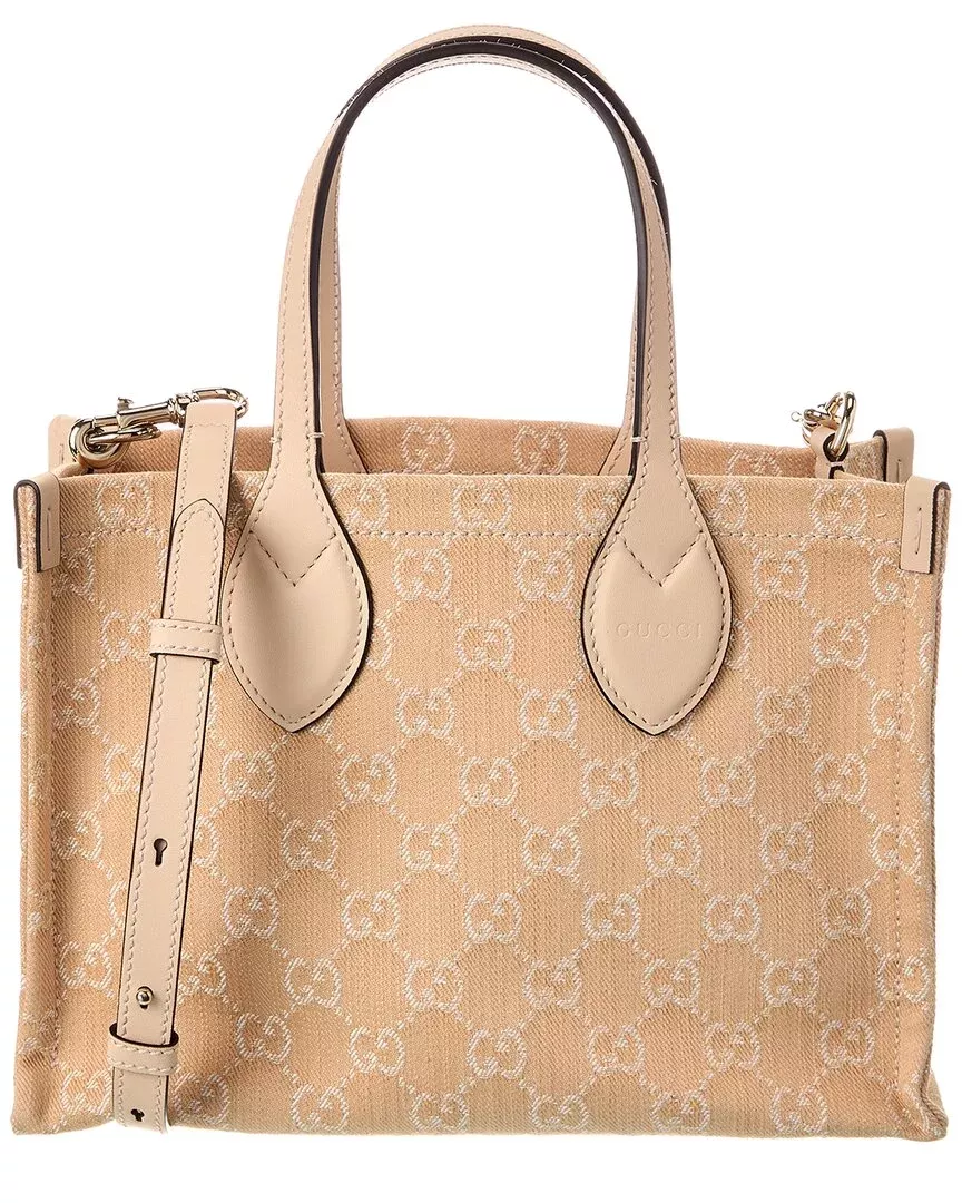 Gucci Ophidia Medium Gg Denim & Leather Tote
