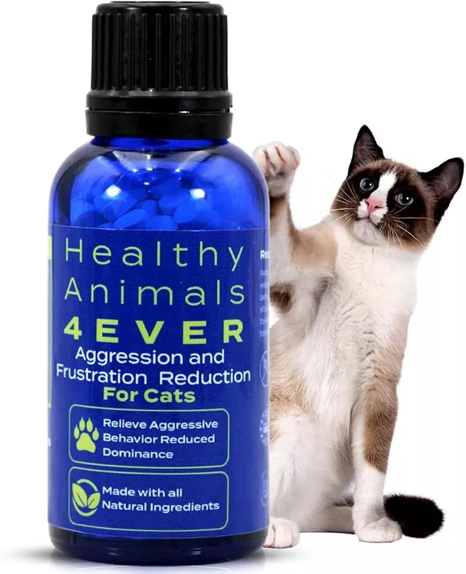 HealthyAnimals4Ever HA4E - Calming Tablets for Stressed and Aggressive Cats - Reduce Cat Aggression & Promote Relaxation - All-Natural, Homeopathic Remedy - 300 Tablets