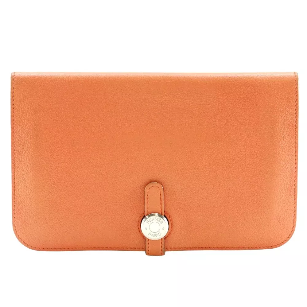 Hermes Dogon Duo Combined Wallet Leather Pink Leather Wallets Accessory (Authentic Pre-Loved)