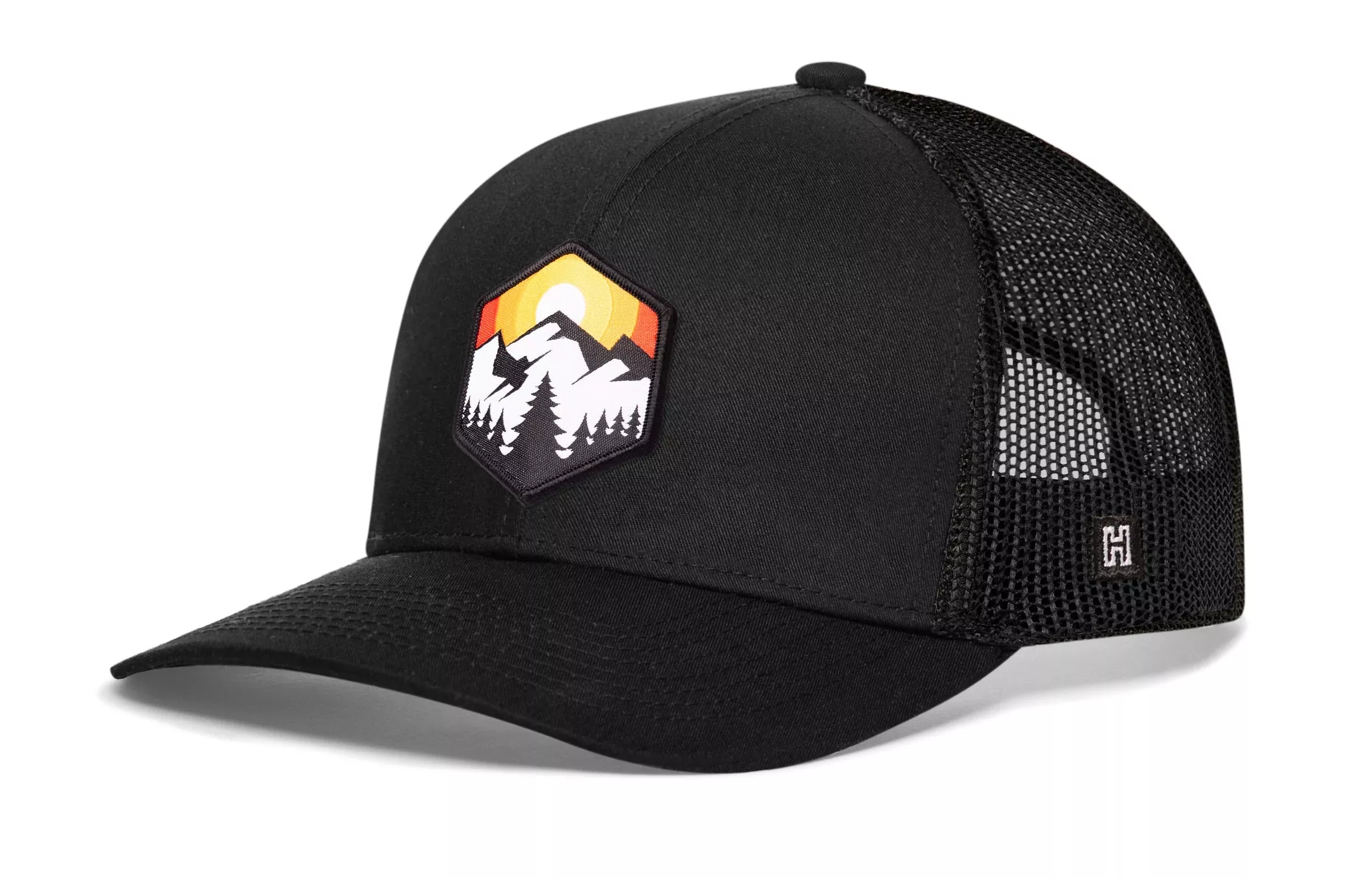 Hexagon Mountain Trees Trucker Hat|Outdoors Snapback
