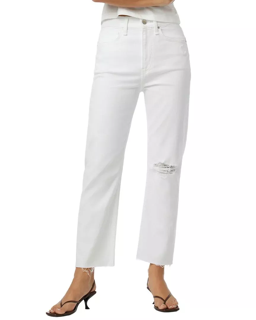 Hudson Jeans Jade Torn White Straight Crop Jean