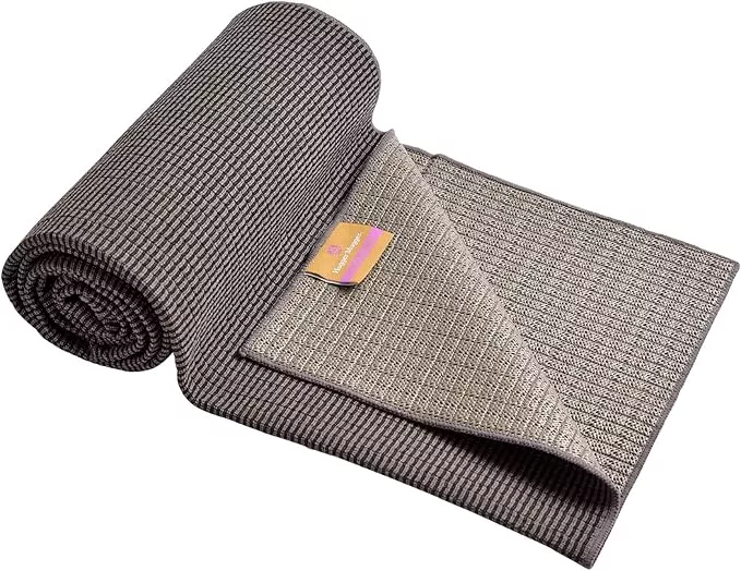 Hugger Mugger Yoga Towel - Graphite - Soft, Absorbent, Fast Drying, Non-Slip Backing, use by iteself or Over a Yoga mat, hot Yoga, Helps with Slippery Hands and feet