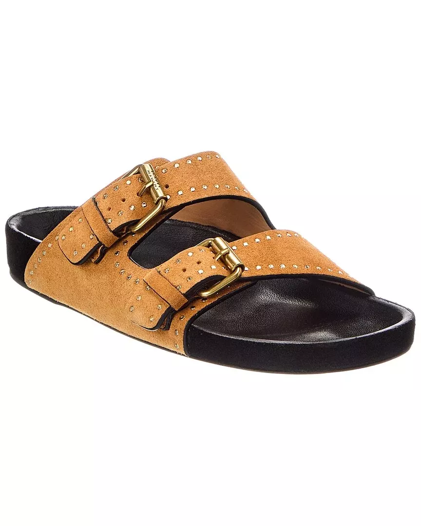 Isabel Marant Logo Suede Flat Sandal