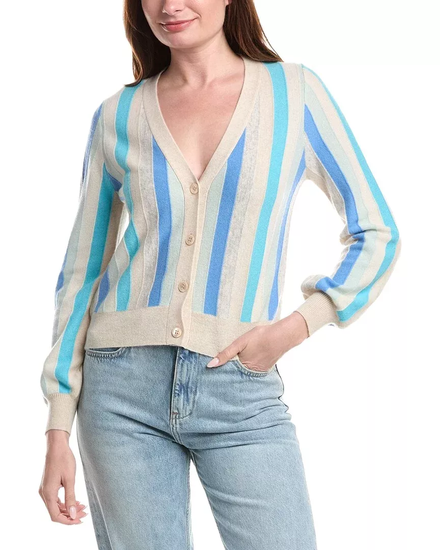 &Isla Kayla Vertical Stripe Cashmere Cardigan
