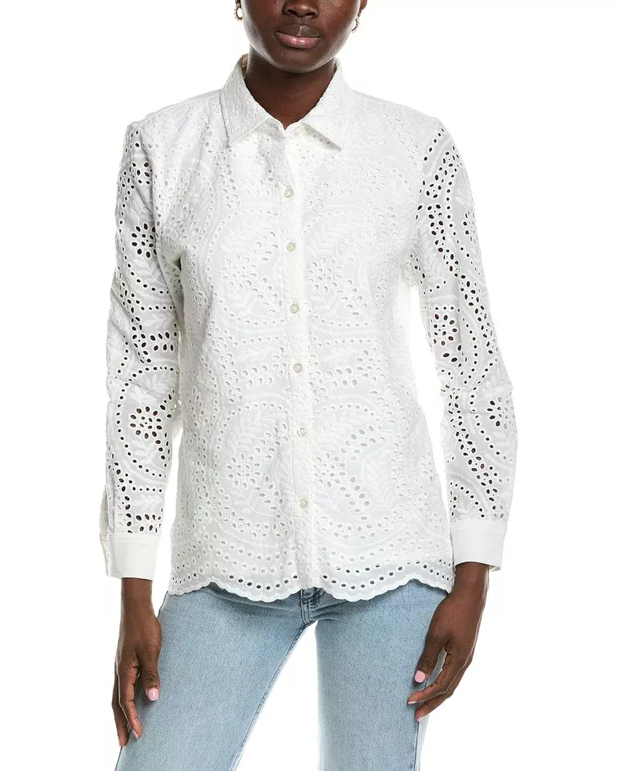 Jones New York Scalloped Eyelet Blouse