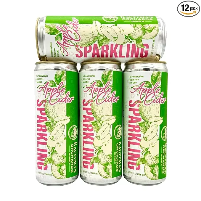 Kauffman Orchards Sparkling Apple Cider, 12 oz. Can (Pack of 12)