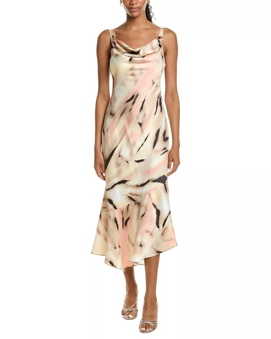Kenneth Cole Asymmetric Hem Cowl Front Dress