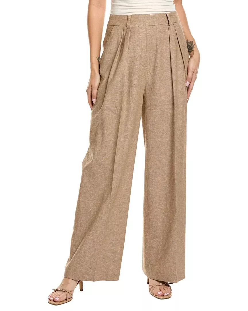 Kenneth Cole High-Rise Linen-Blend Pant