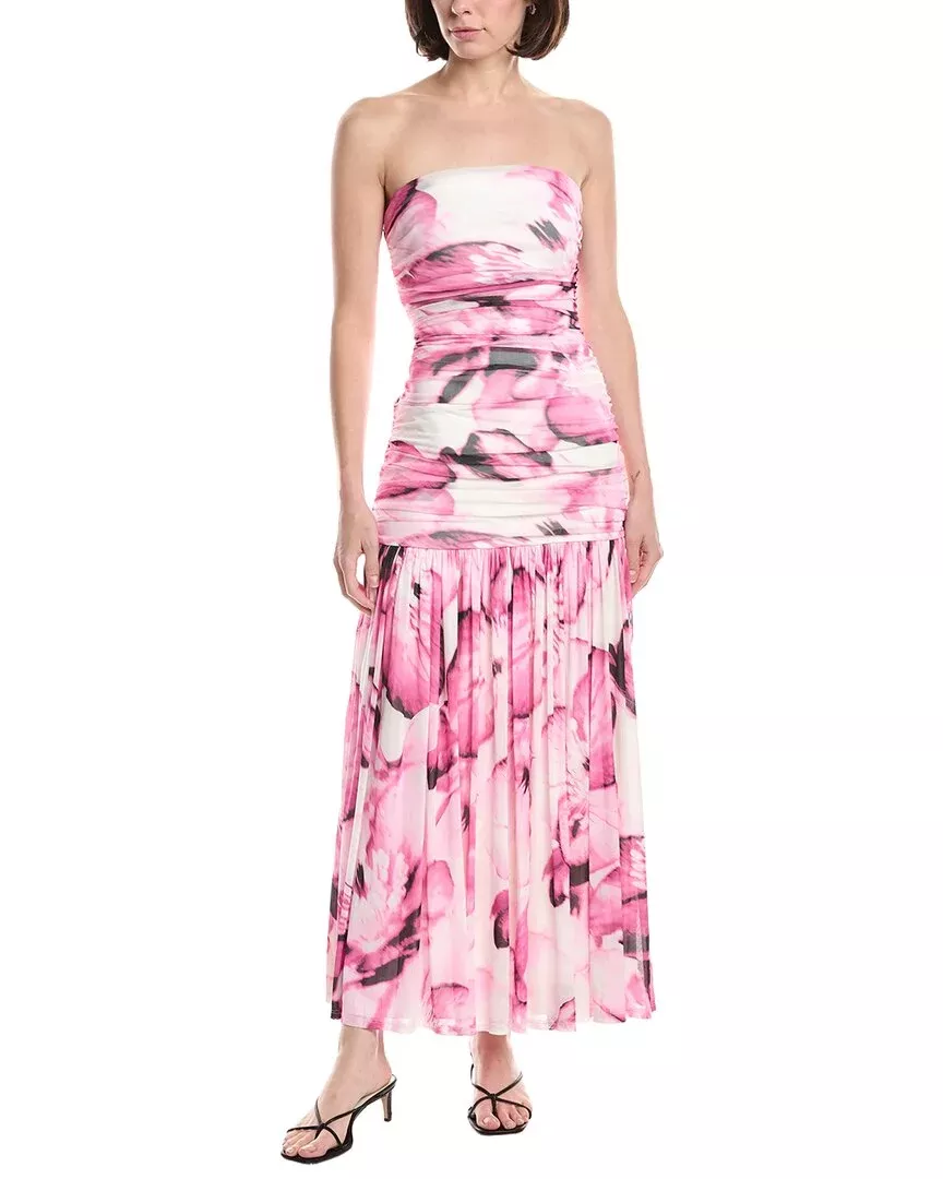 Kenneth Cole Strapless Printed Mesh Maxi Dress