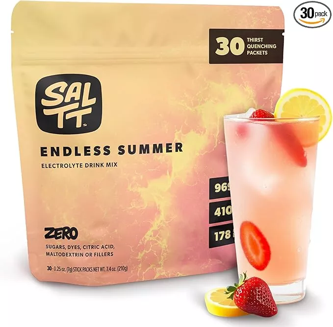 Keto Chow SALTT Electrolytes Powder Packets, Endless Summer (30 Hydration Packets) - Magnesium, Potassium, Sodium, Trace Minerals - Vegan, Sugar Free, Gluten Free - Travel Essentials - Made in USA