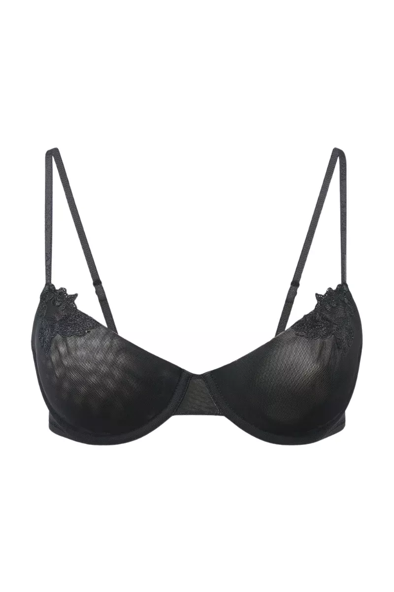 La Perla Black Stretch Tulle Balconette Bra