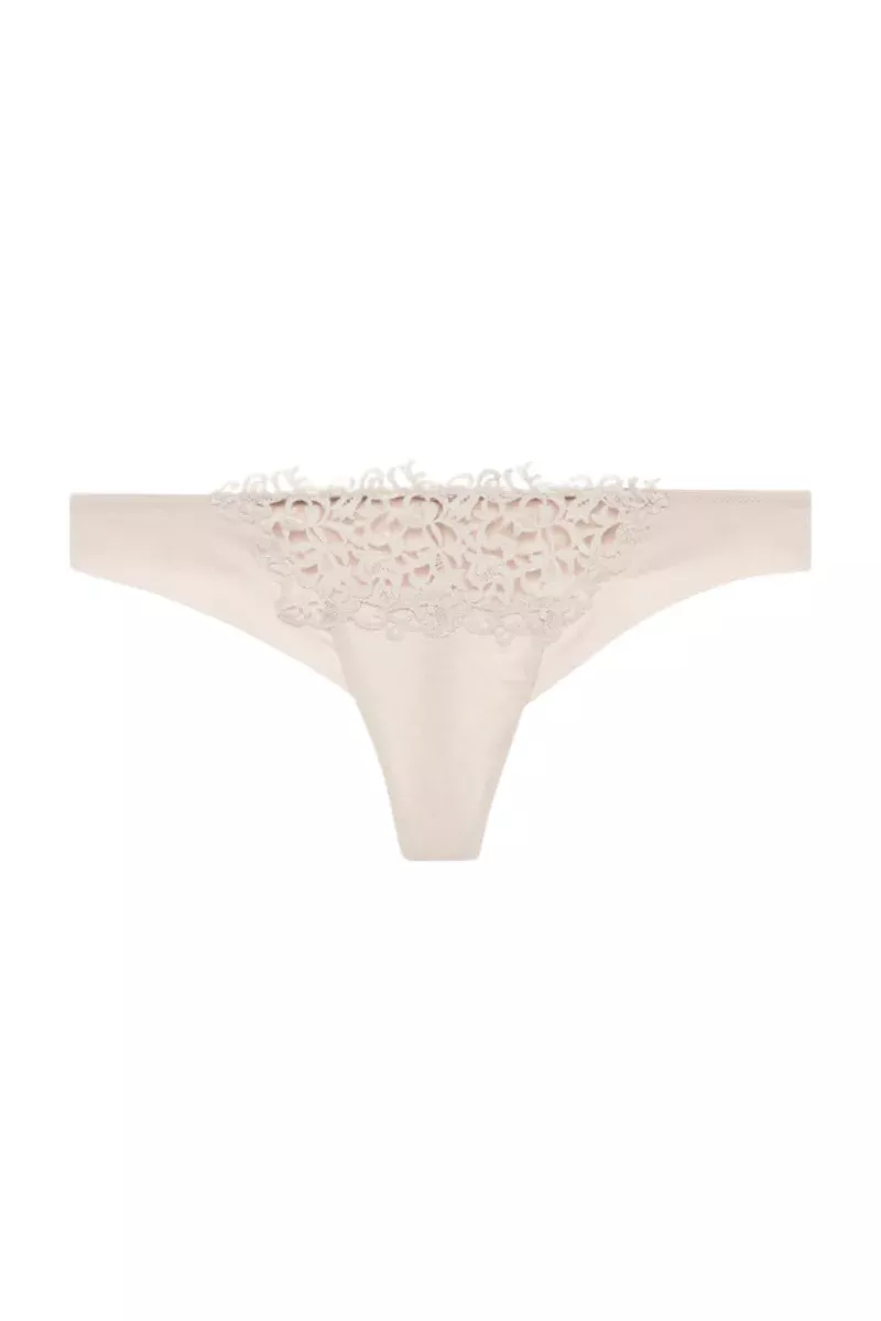La Perla Rose Beige Macramé Thong
