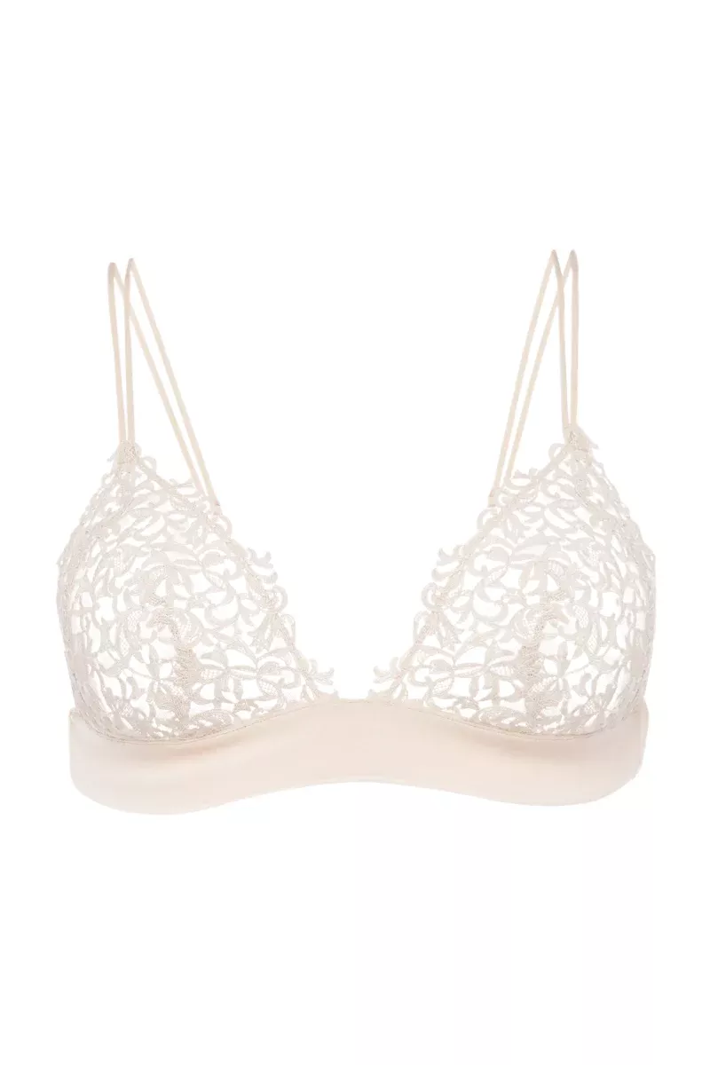 La Perla Rose BeigeTriangle Bra With Macramé Cfi906335