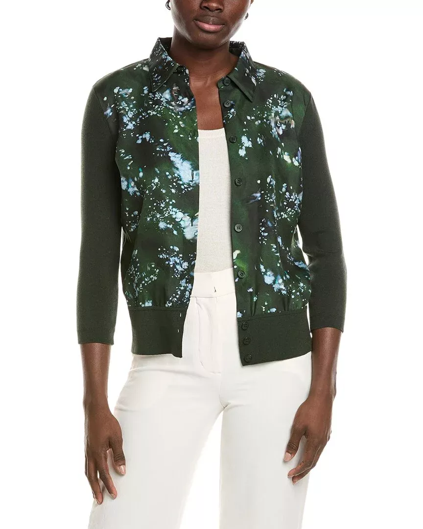 Lafayette 148 New York Collared Button Front Cardigan
