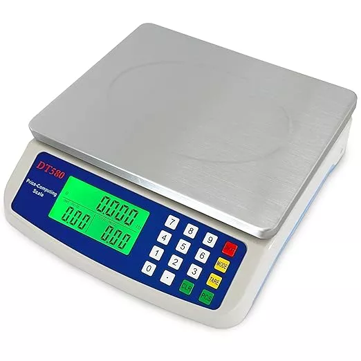 Large Digital Kitchen Scale 40kg/88lb Stainless Steel Price Computing Scale Counting Scale Deli Scale with LCD Display for Baking Bread Cooking Meat Prep Parts and Coins Adapter Included (Black)