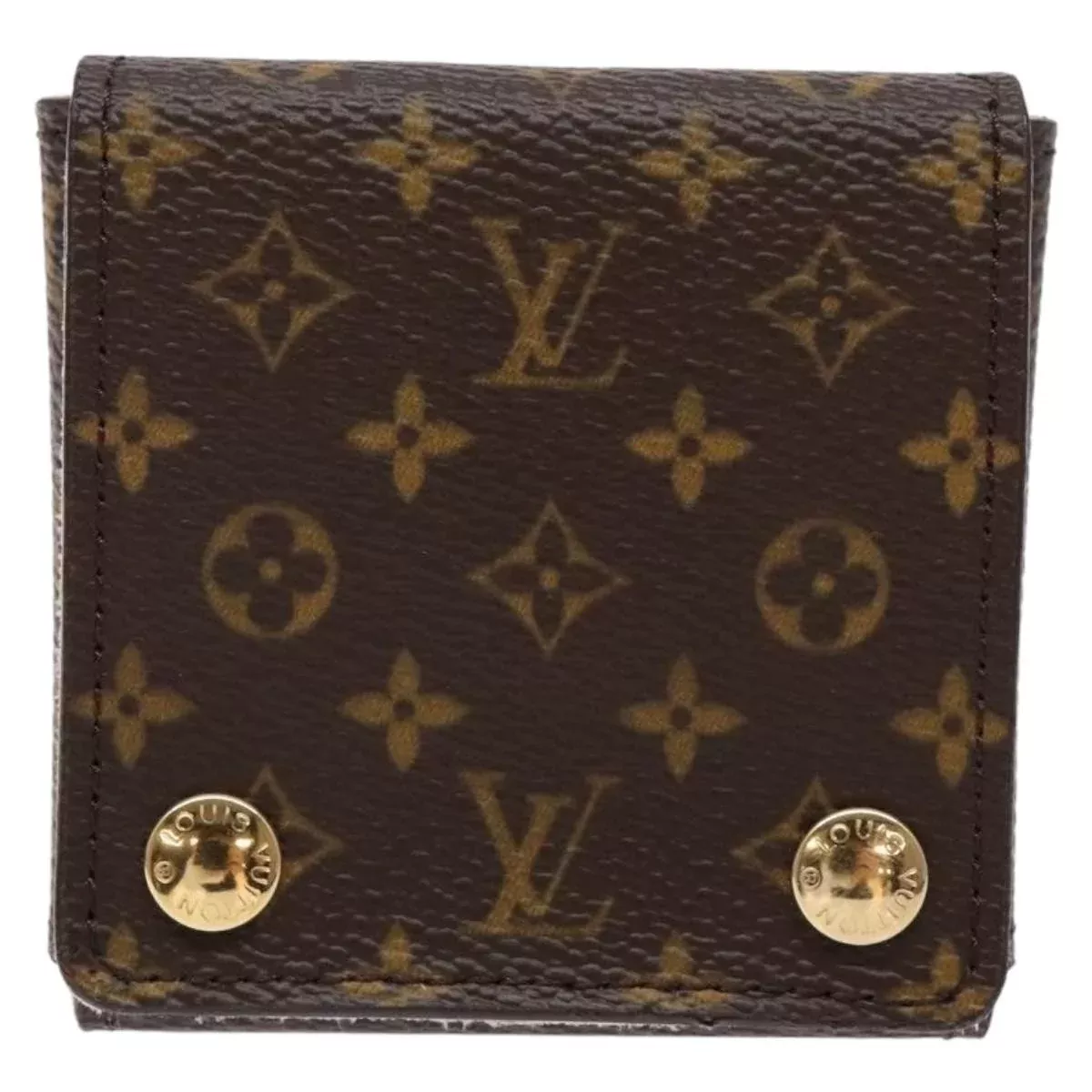Louis Vuitton Case Jewelry Box Canvas Brown Canvas Wallets Accessory (Authentic Pre-Loved)
