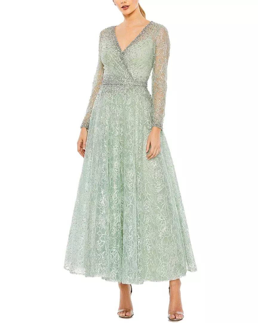 Mac Duggal Embellished Wrap Over Midi Gown