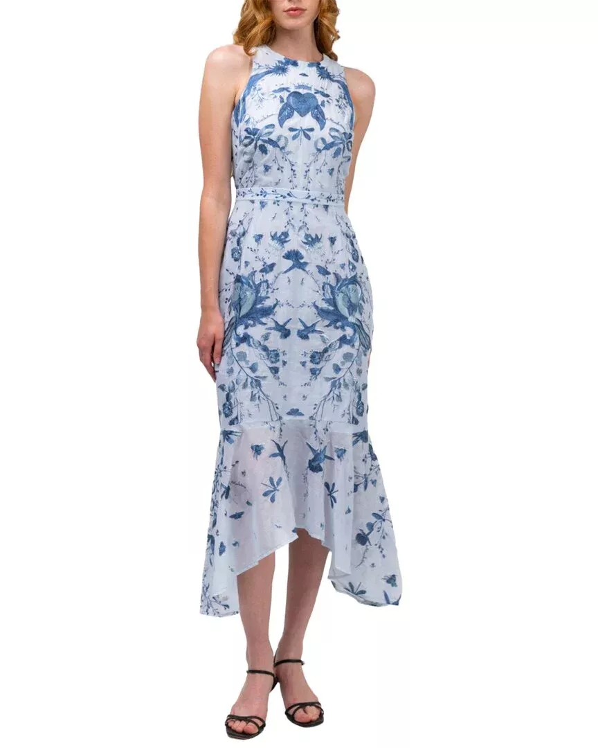 Marchesa Notte Threadwork Voile Handkerchief Dress