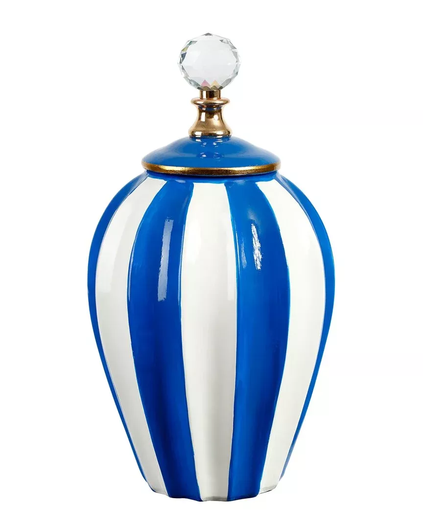 Mark Roberts Large 13In Classic Stripe Vase With Lid