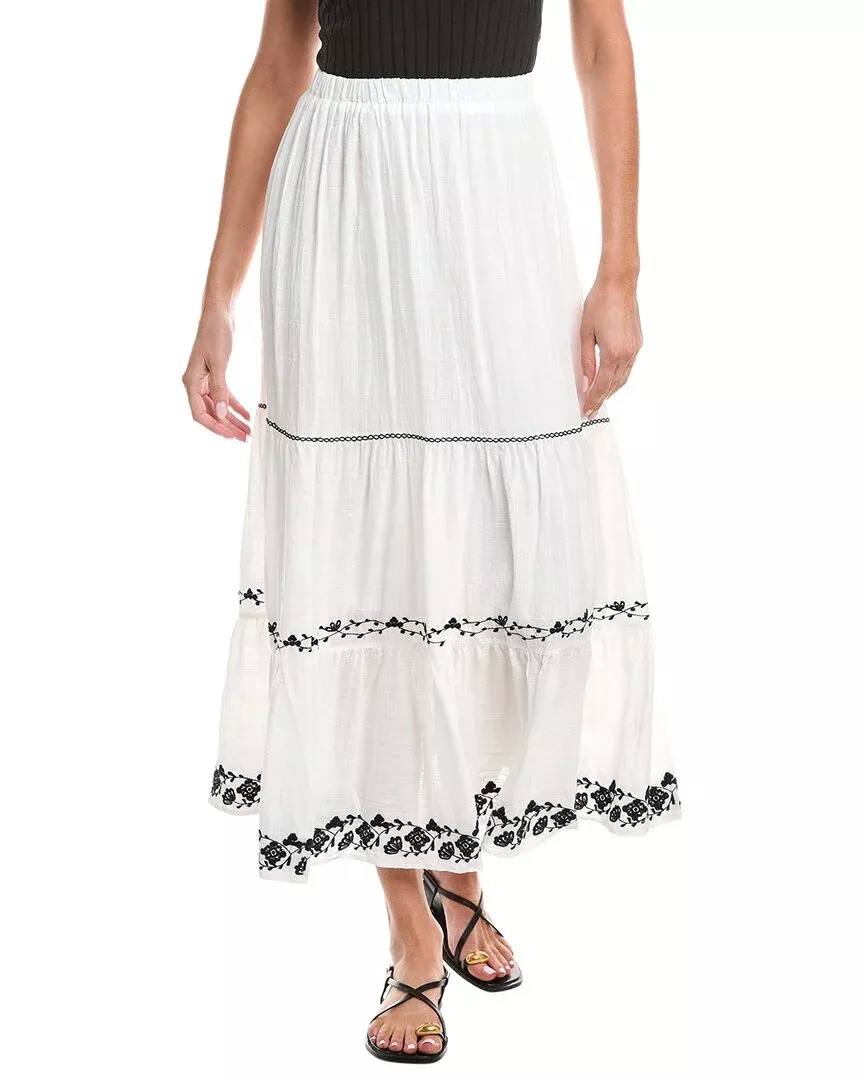 Max Studio Embroidered Tiered Maxi Skirt