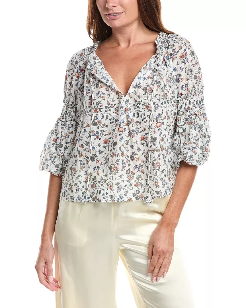 Max Studio Scoop Neck Ballon Sleeve Blouse