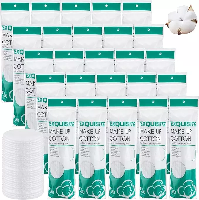 Maxcheck 2500 Pcs Cotton Rounds Bulk Exfoliating Rounds Cotton Rounds for Face Makeup Remover Pads Cotton Facial Pads Cotton Pads for Face Cotton Pads for Makeup Removal Toner Pads
