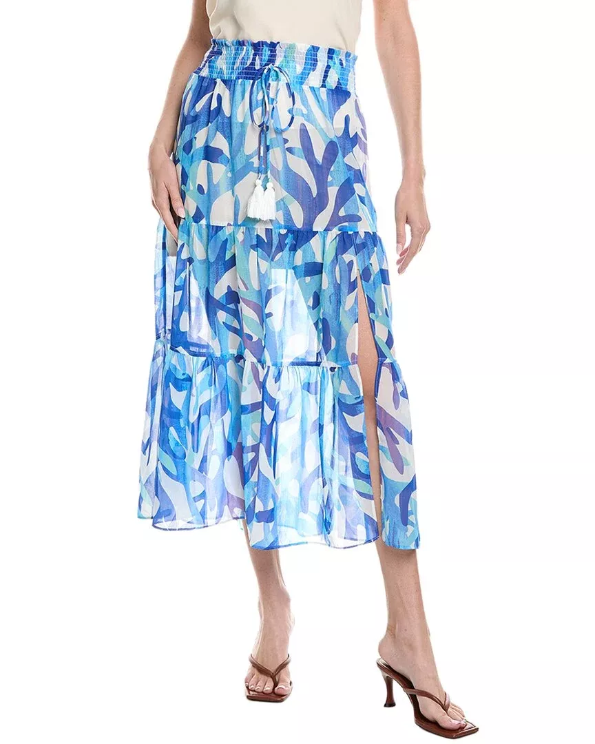Milly Jem Under The Sea Tiered Chiffon Midi Skirt
