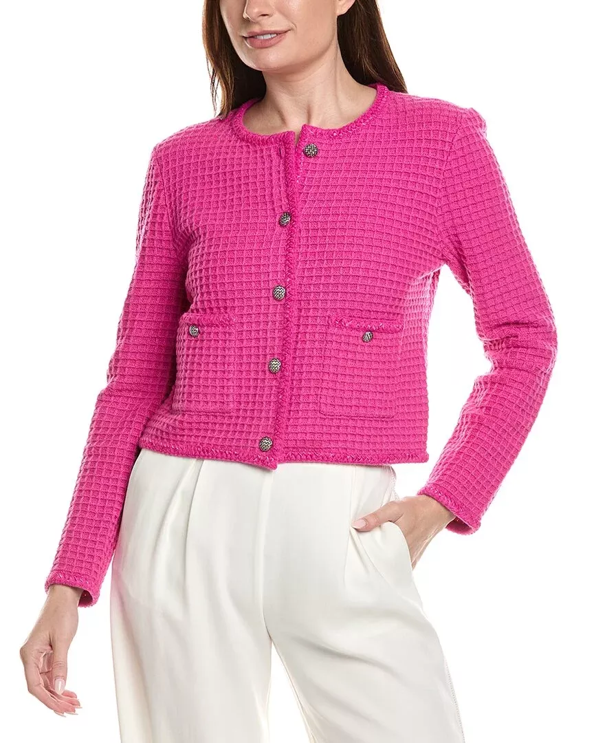 Milly Sade Glitter Textured Wool-Blend Cardigan