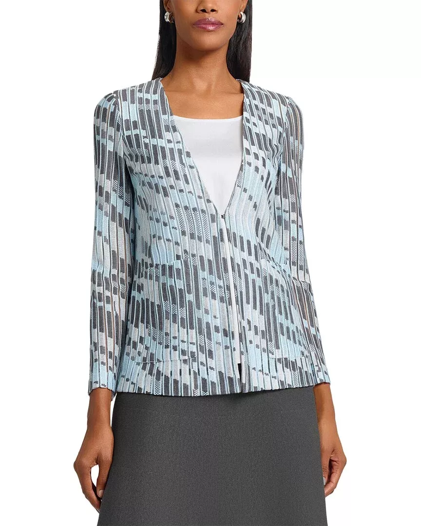 Ming Wang Heritage Fit Burnout Jacquard Knit Jacket
