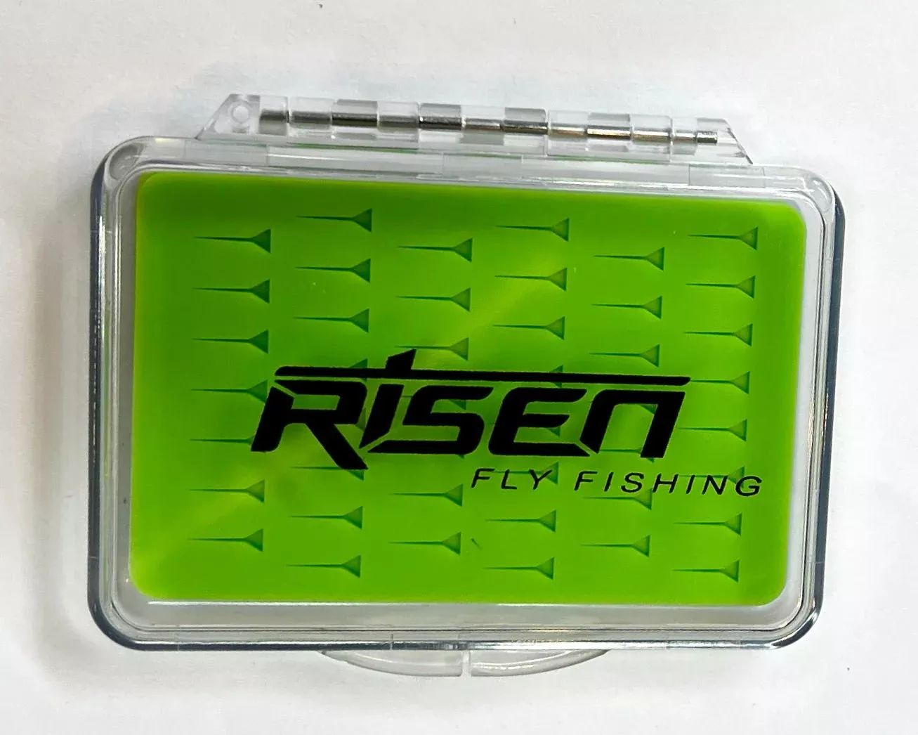 Mini fly box with green silicone insert
