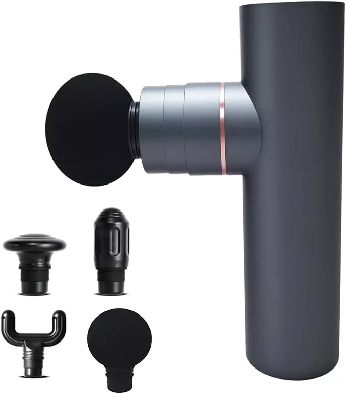 Mini Massage Gun, Percussion Deep Tissues Muscle with 4 Attachments, Full-Metal Electric Portable Hand Held Massager Gun for Back, Body Sore Muscles, Pain Relief, Gifts for Office, Home