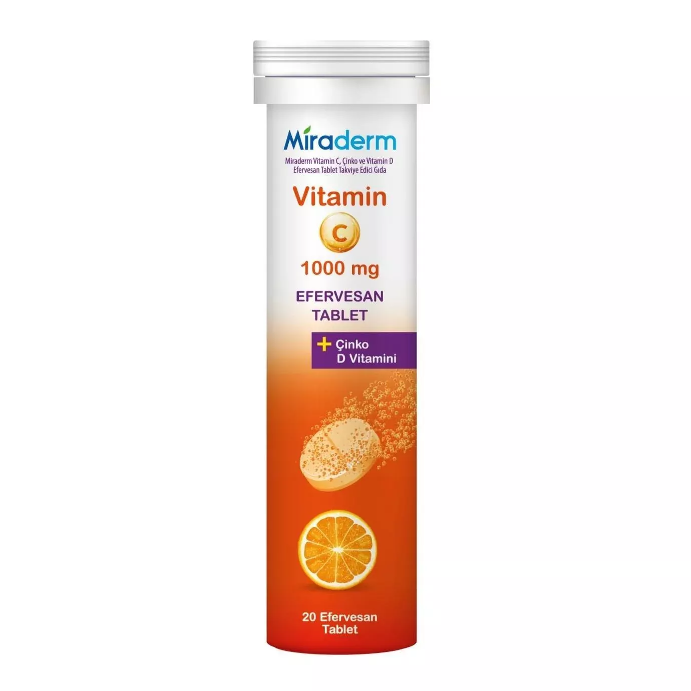 Miraderm Vitamin C Effervescent Tablets - Immune System Support, 20 Count