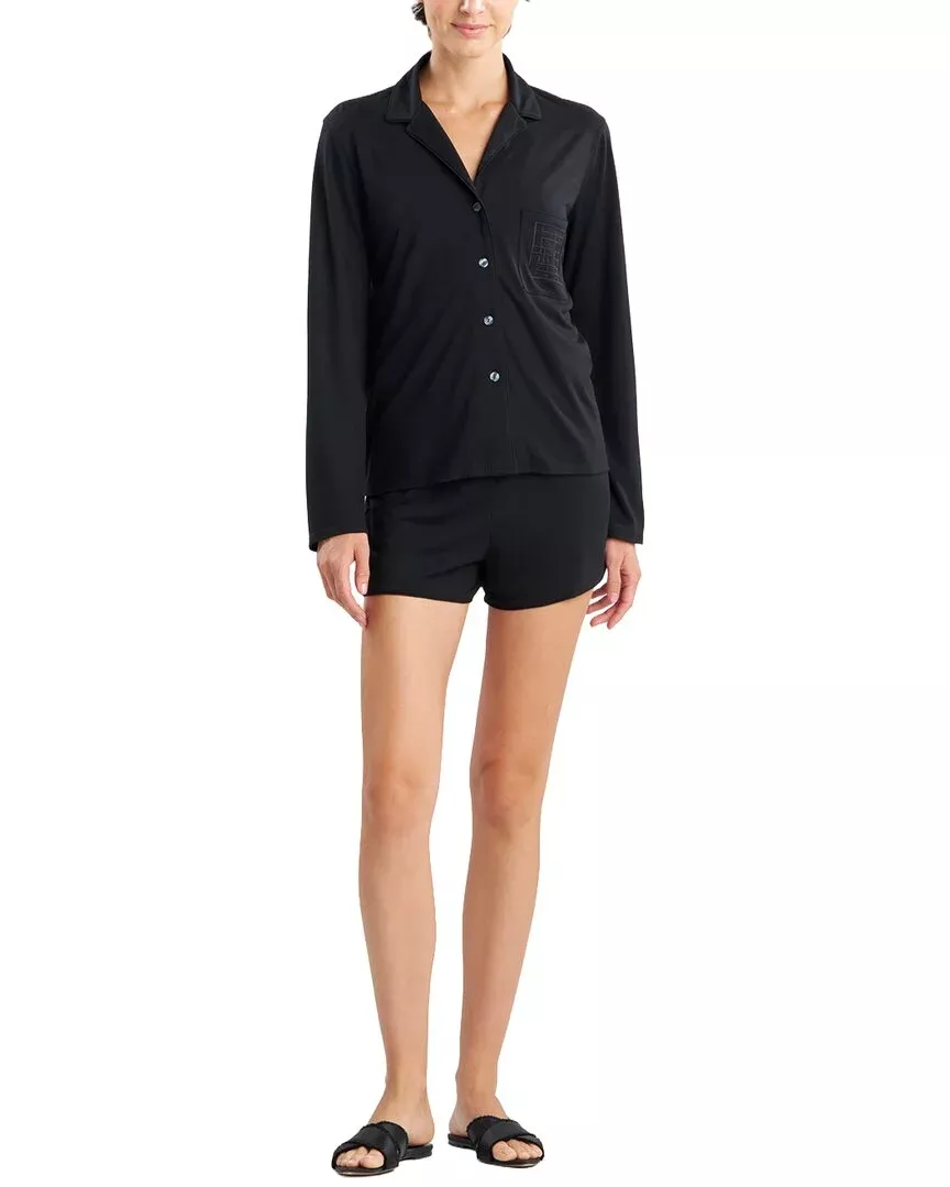 Natori Shangri La Embroidered Notch Short Pj Set