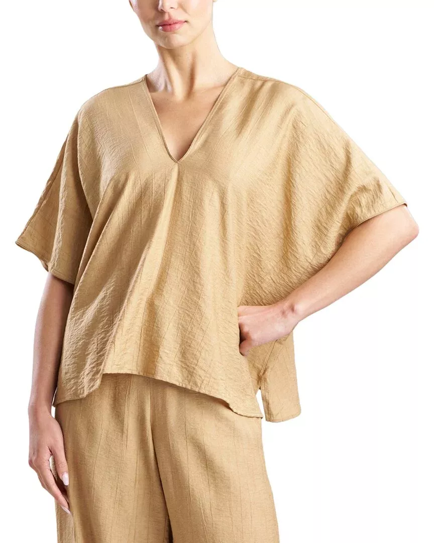 Natori Terra Foil Crinkle Caftan Shirt