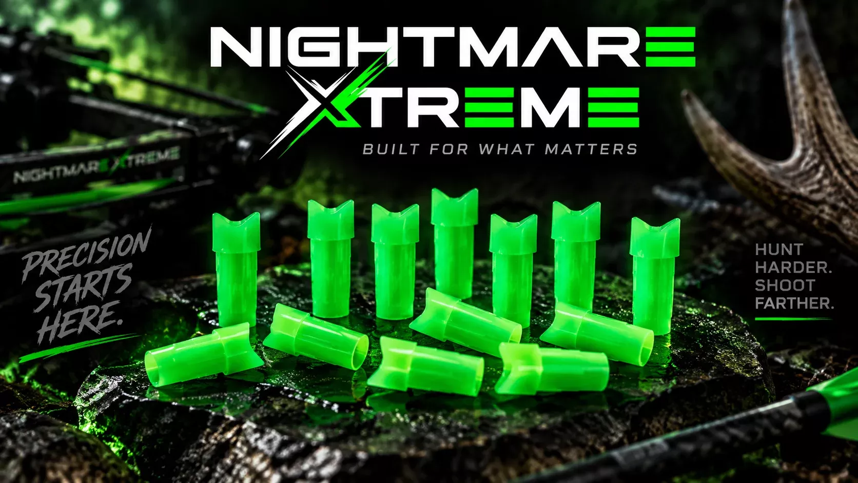 NIGHTMARE XTREME™ Half Moon Crossbow Nocks - 12 pack Green
