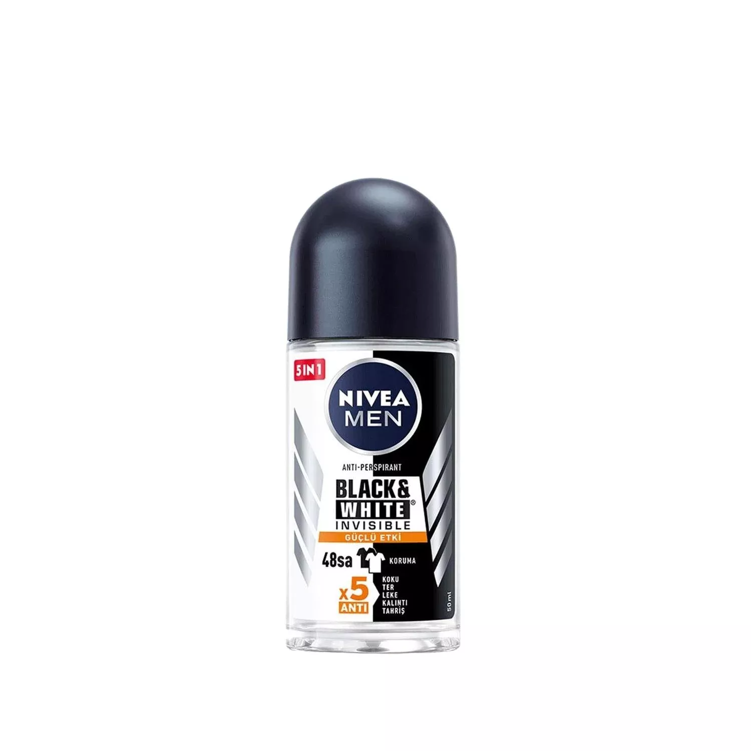 Nivea Men Black & White Strong Effect Roll-On Deodorant for Men - 50ml Antiperspirant Protection