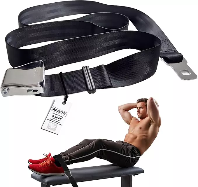 Nordic Hamstring Curl Strap, 6.5FT Gym Seatbelt and Exercise Straps for Hamstring Stretch Strap & Mobilization Belt,Home Gym Women Men, Lifting Seatbelt Gym, Black