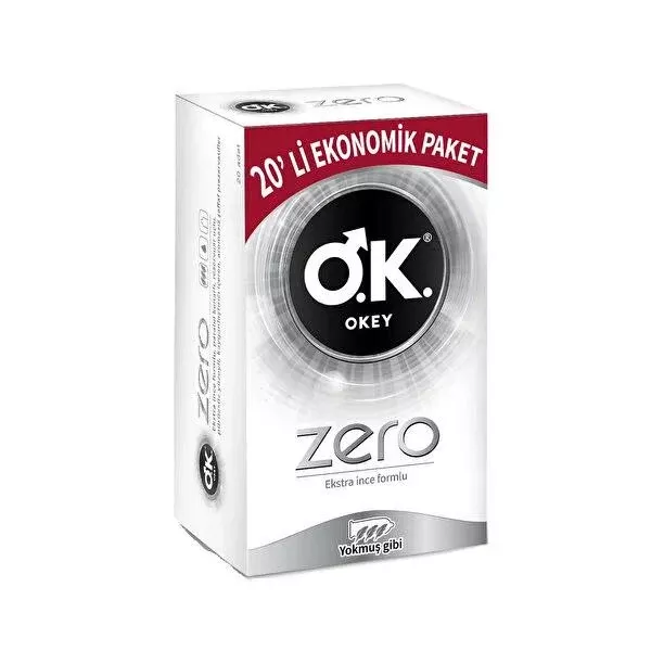 Okey Extra Thin Condoms - 20 Count, Electronically Tested, Dermatologically Tested, TSE Certified