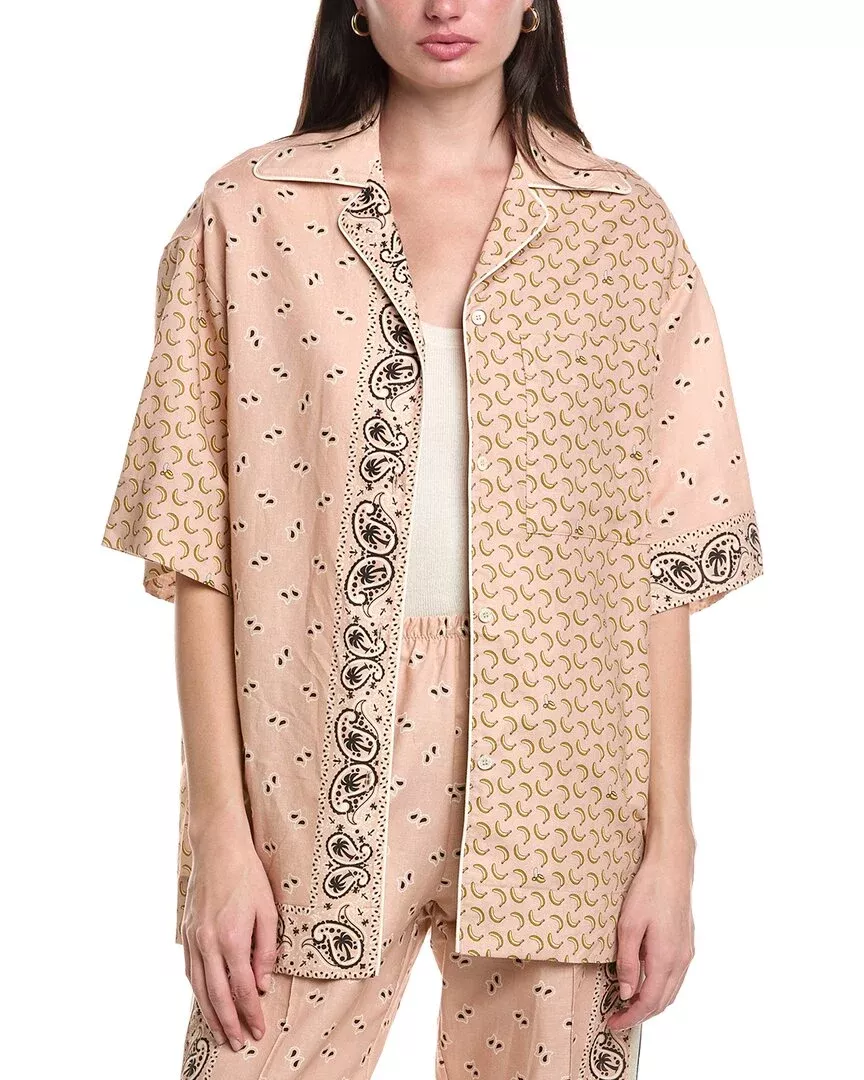 Palm Angels Print Linen-Blend Shirt