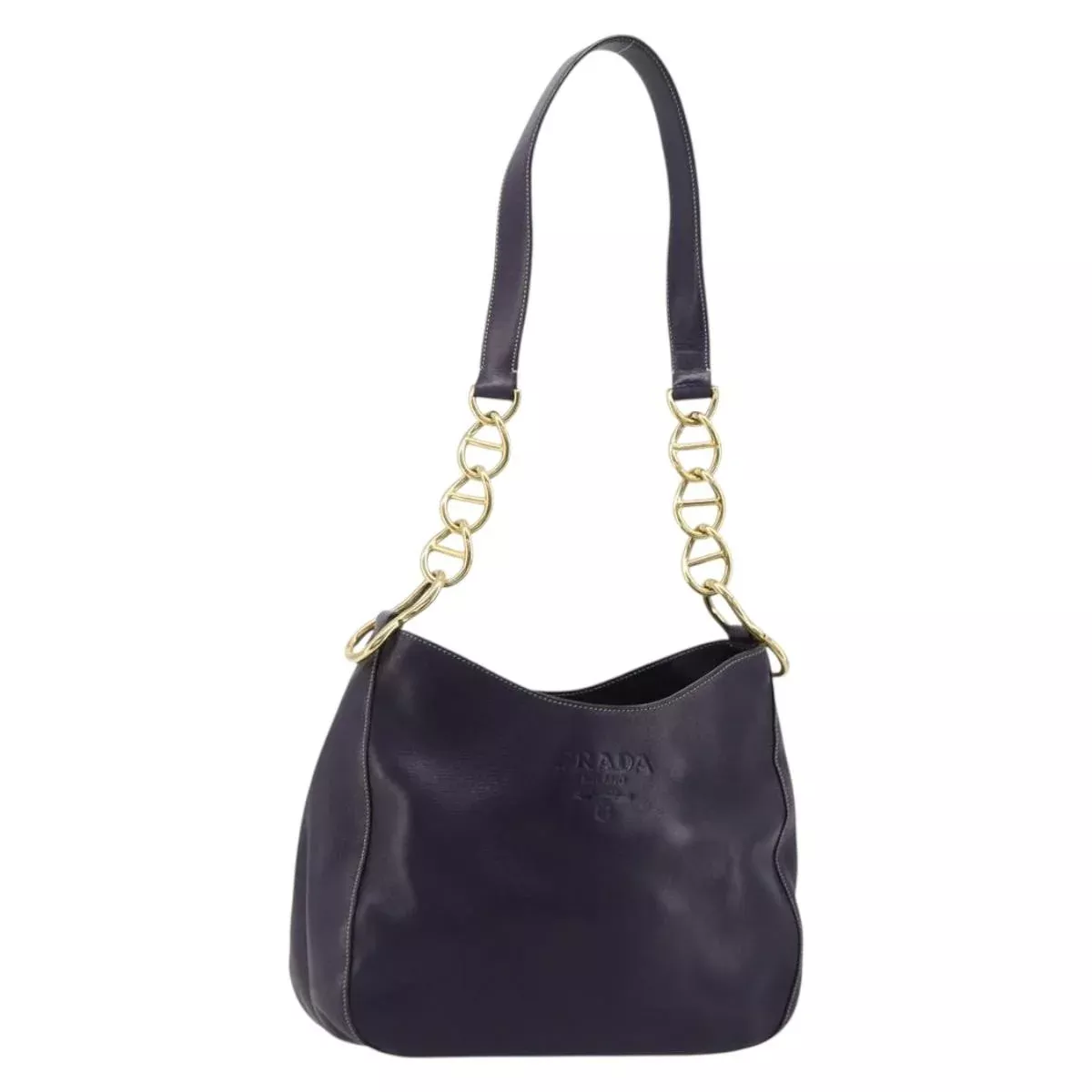 Prada Chain Shoulder Bag Leather Purple Leather Handbag (Authentic Pre-Loved)
