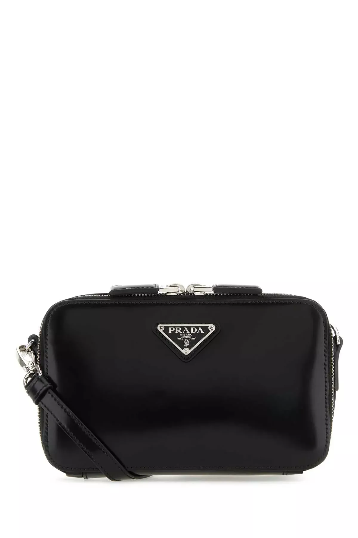 Prada Men Black Leather Brique Crossbody Bag