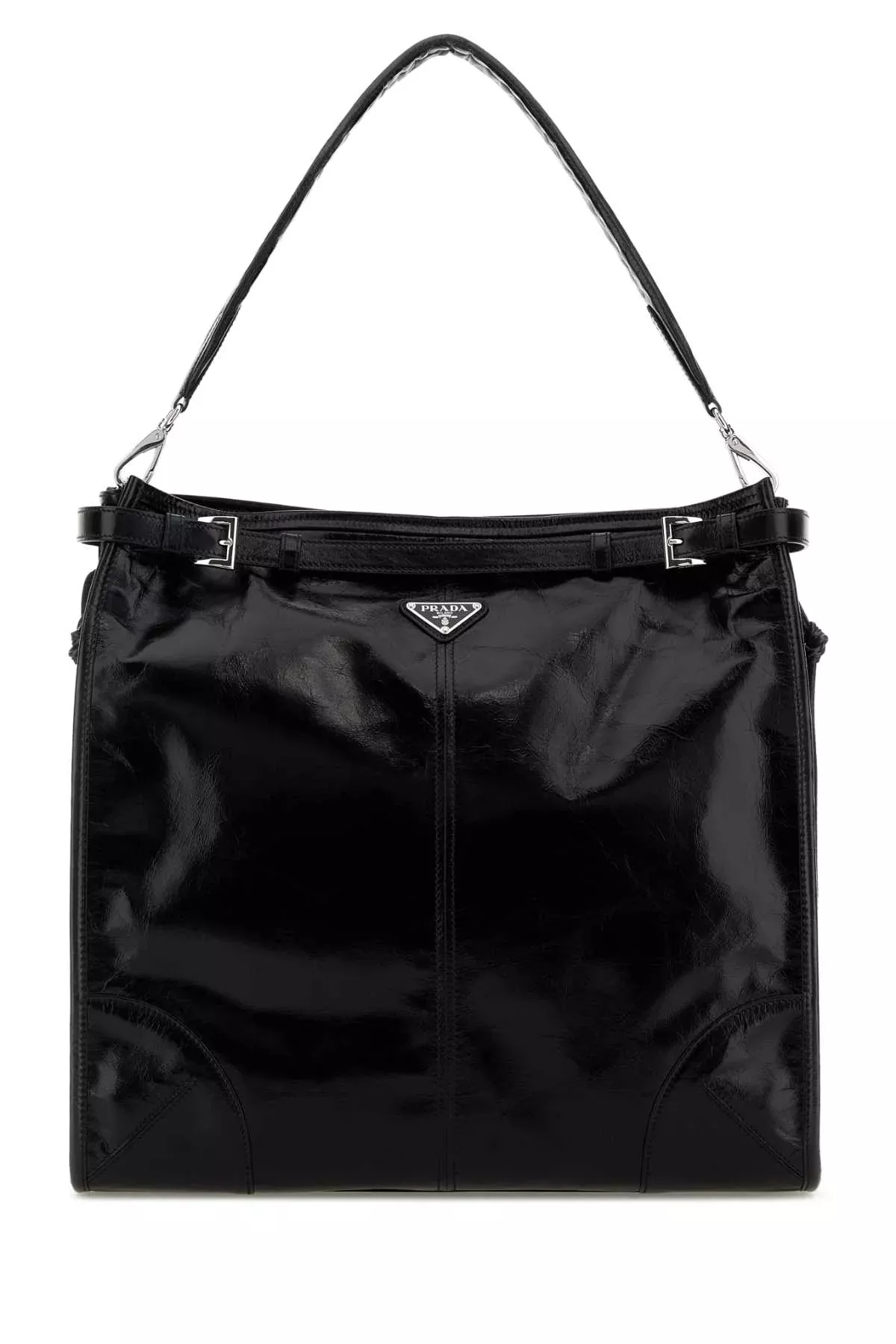 Prada Men Black Leather Prada Bonnie Shopping Bag