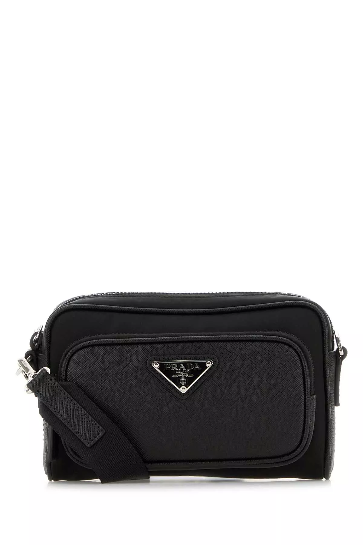 Prada Men Black Re-Nylon And Leather Crossbody Bag
