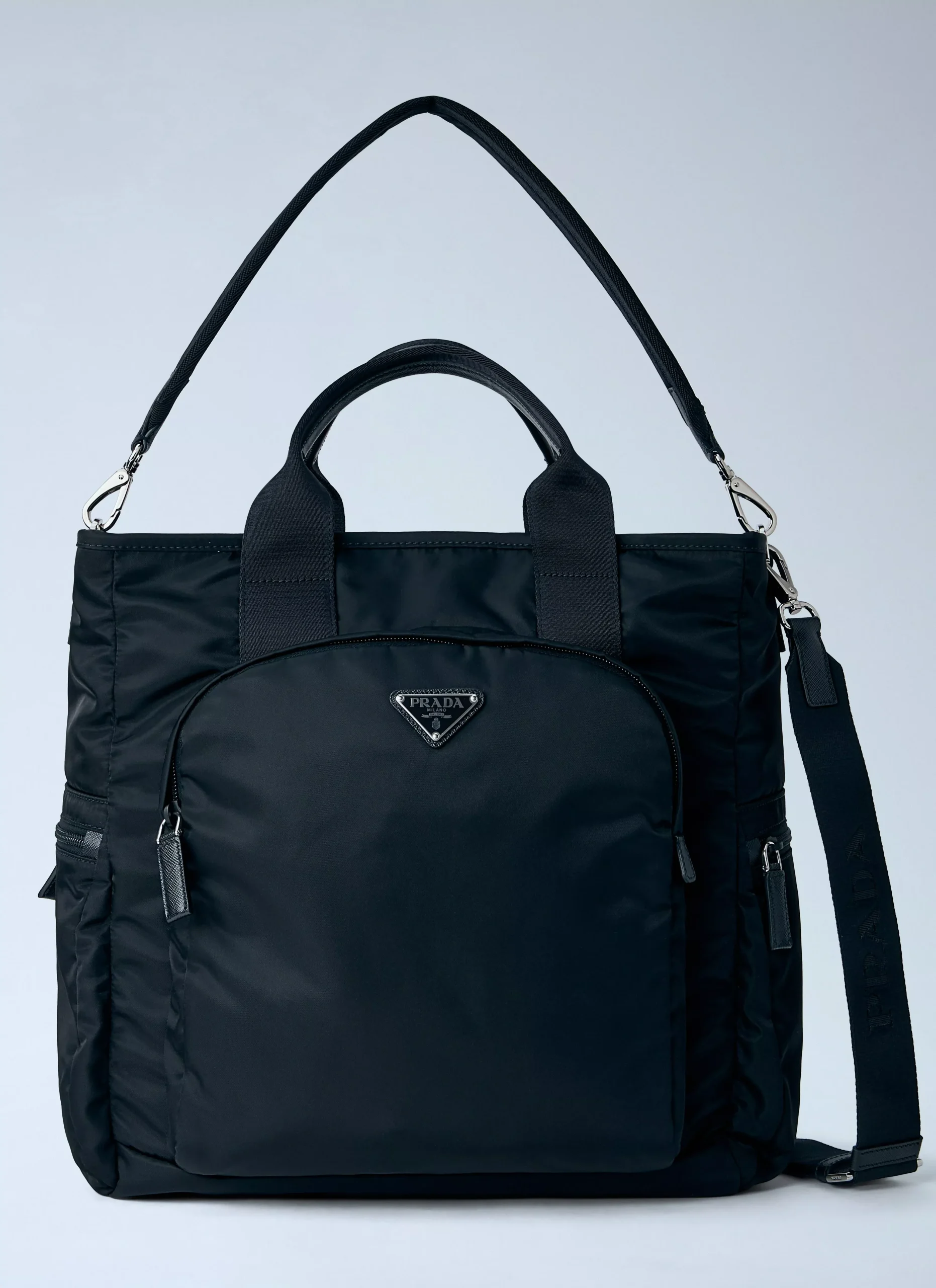 Prada Men Re-Nylon Logo-Plaque Tote Bag