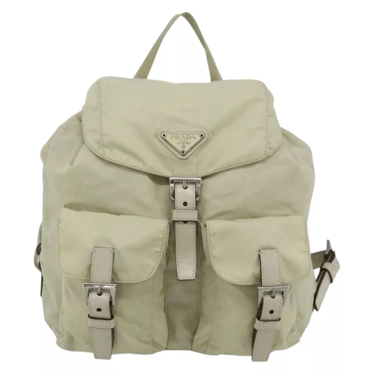 Prada Sac À Dos Re-Nylon Nylon Beige Nylon Backpack Bag (Authentic Pre-Loved)